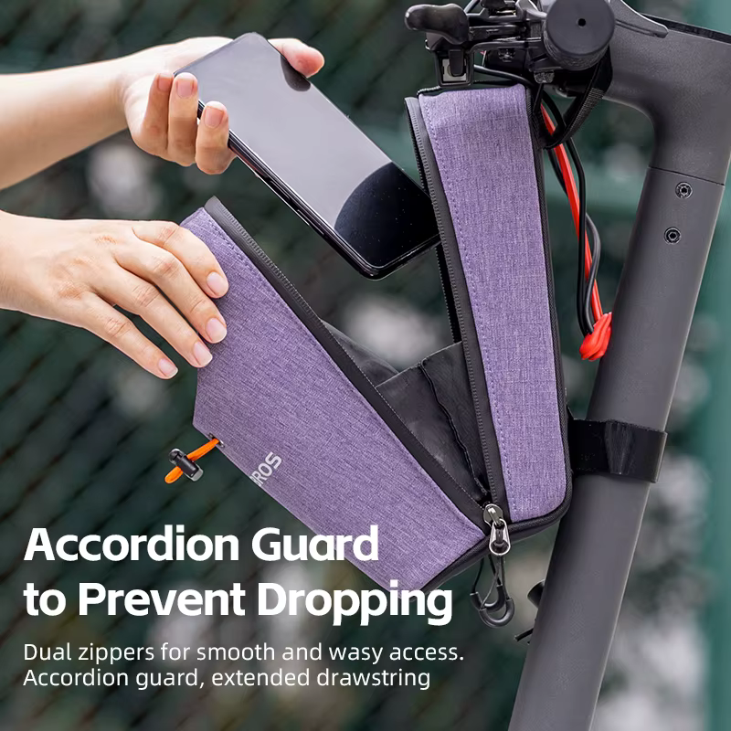 ROCKBROS sac avant de vélo 1,5L sac de bouteille d'eau pliant sac de guidon de vélo vtt équitation sur route réglable sac de cyclisme de grande calibre