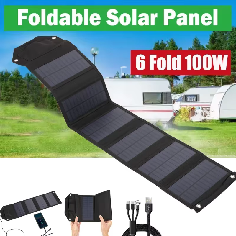 Panneau solaire pliable 60W 80W 100W 5V USB étanche portable avec sac de charge pour téléphone