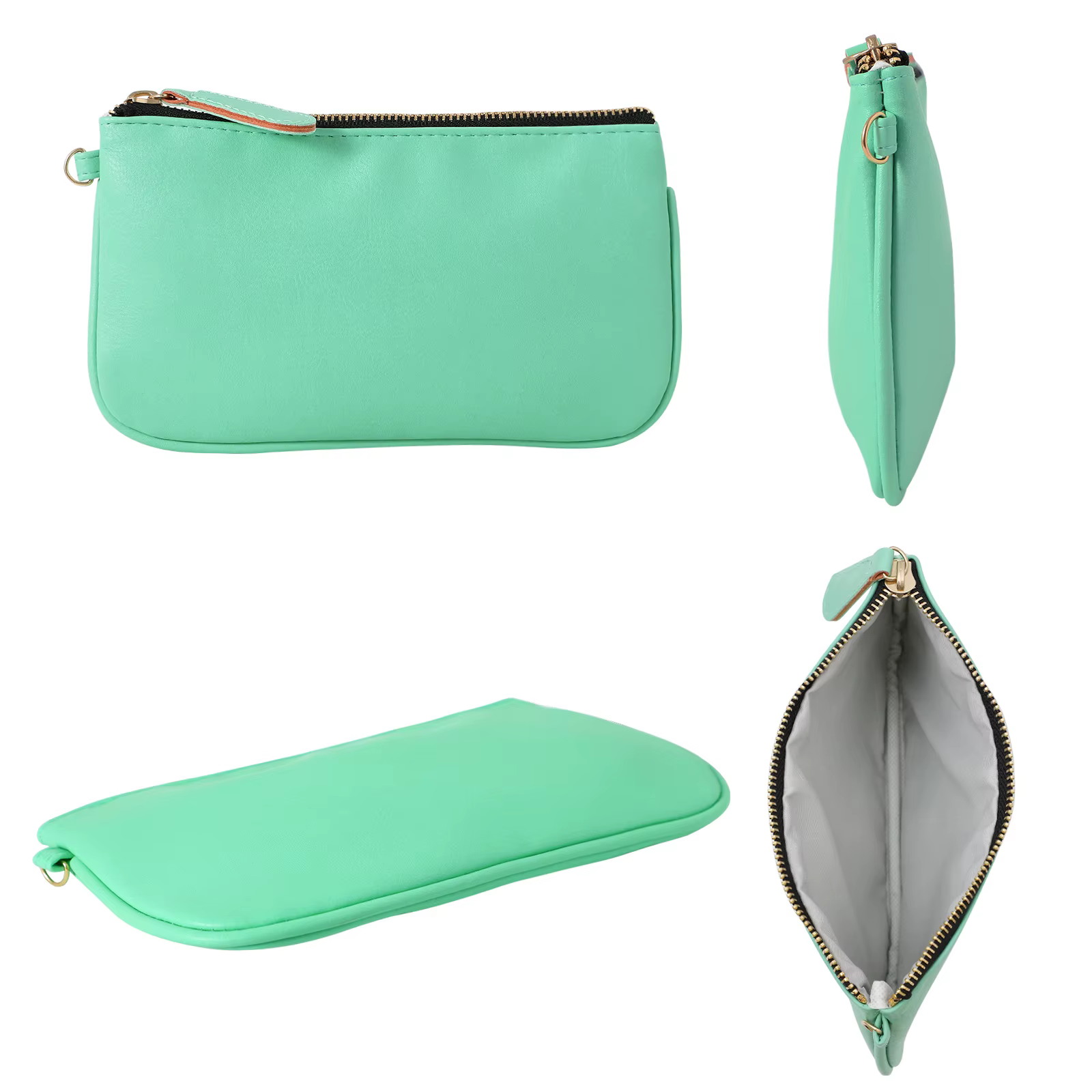 Pochette en cuir végétalien pour femmes, pochette classique, petit sac à main minimaliste multicolore, portefeuille solide, sac à main, étui à cosmétiques de voyage