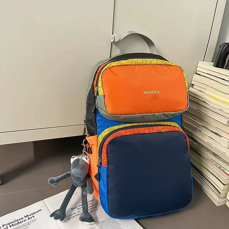 Sac à dos de voyage en plein air, mode Patchwork écologique, blocage de couleur, polyvalent, Ultra-léger, sacs à bandoulière Dopamine, nouvelle collection 2025