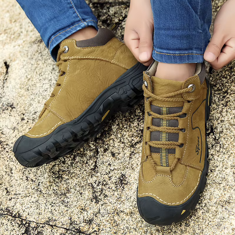 Chaussures de randonnée imperméables en cuir véritable pour hommes