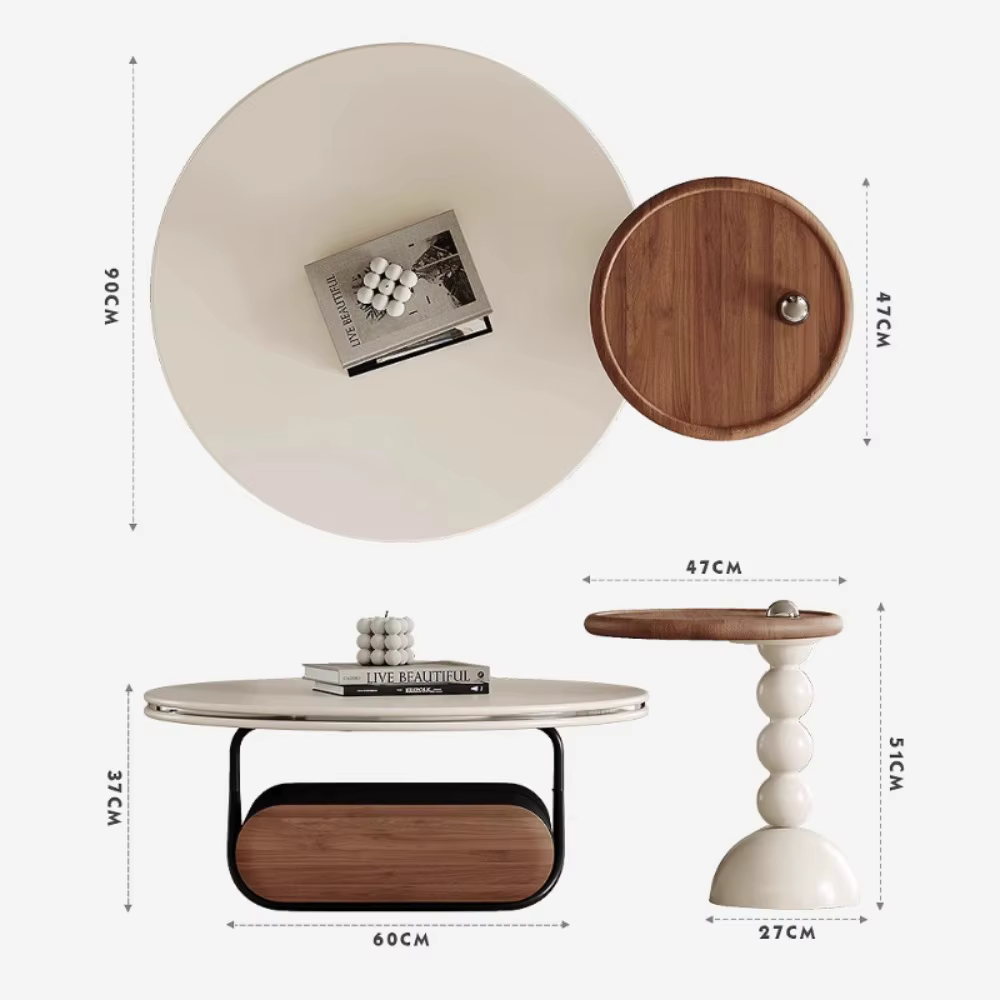 Table basse ronde De luxe coin design Cool Tables minimalistes livres Premium Mesas De Centro Para Sala meubles De maison