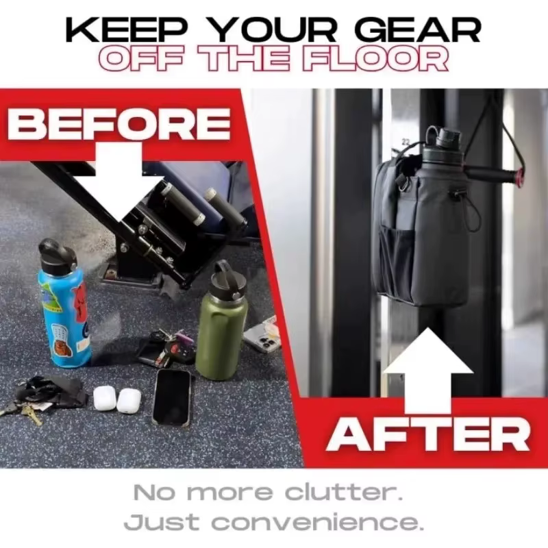 Sac de sport magnétique grande capacité avec poche pour téléphone, pochette portable pour bouteille d'eau, organisateur d'accessoires de gym