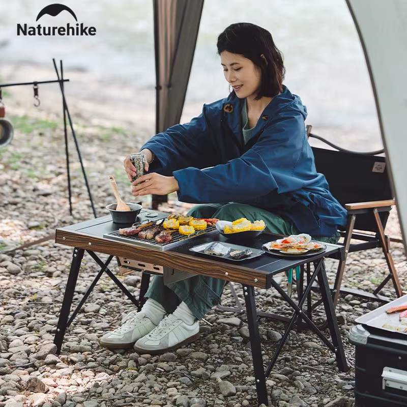 Natureifa-Grill à charbon de bois portable en acier inoxydable