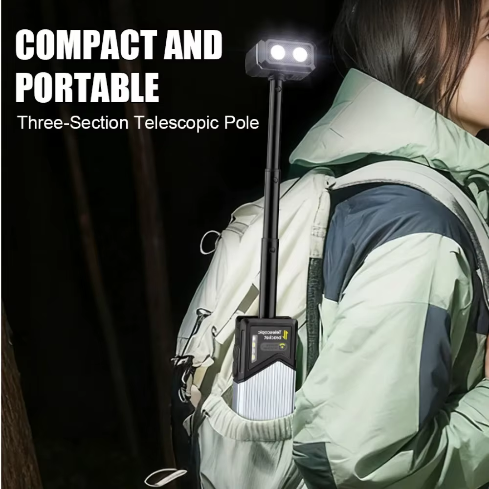 Lampe de travail magnétique LED rétractable à 180° ° Lampe de poche multifonctionnelle rotative à 5 modes pour le camping en plein air, la pêche et la randonnée