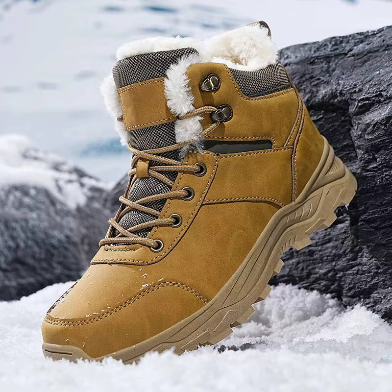 Bottes de neige montantes à semelles épaisses doublées de polaire pour hommes, chaussures de randonnée en plein air, bottes de chasse, bottes de randonnée, nouvelle collection automne et hiver