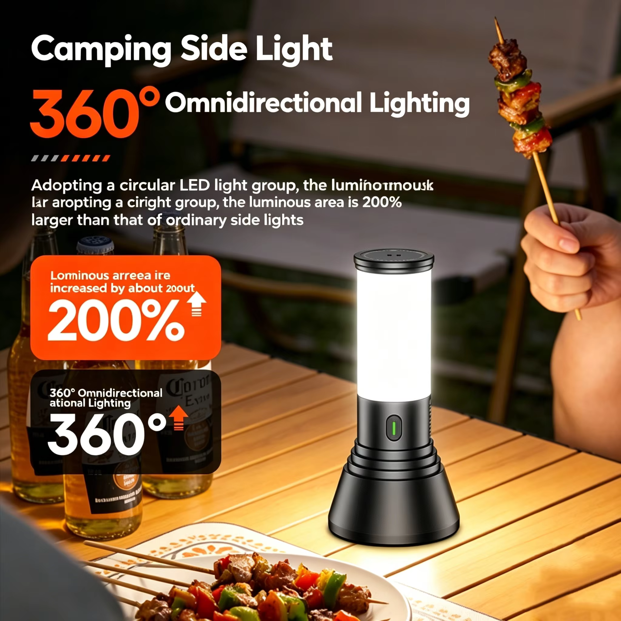 Lampe de camping Philips avec deux lumières latérales principales