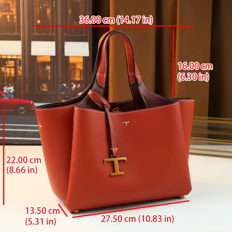 Sac fourre-tout en cuir de luxe - Sac messager minimaliste de couleur unie et grande capacité