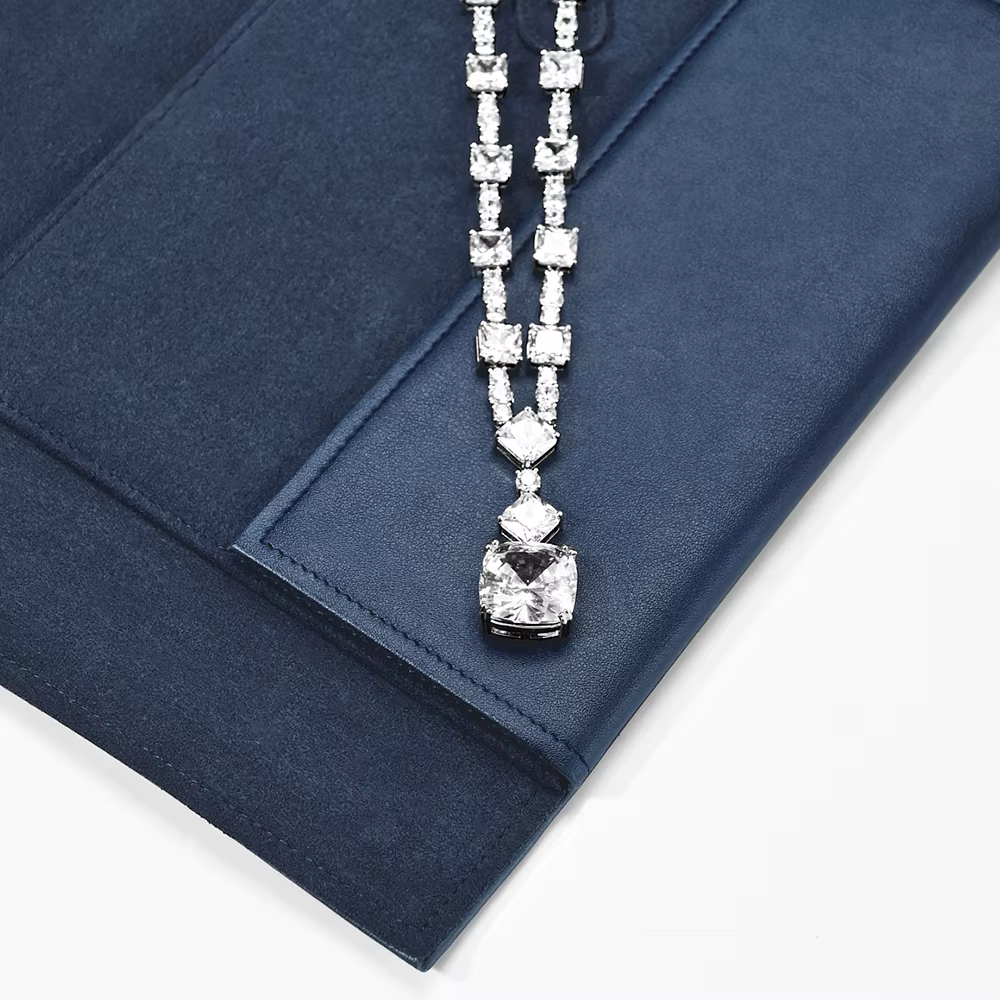 Ciyye PU cuir bleu collier sac bijoux sac de rangement collier de mariage bijoux cadeau sac collier boîte-cadeau bijoux stockage accessoires