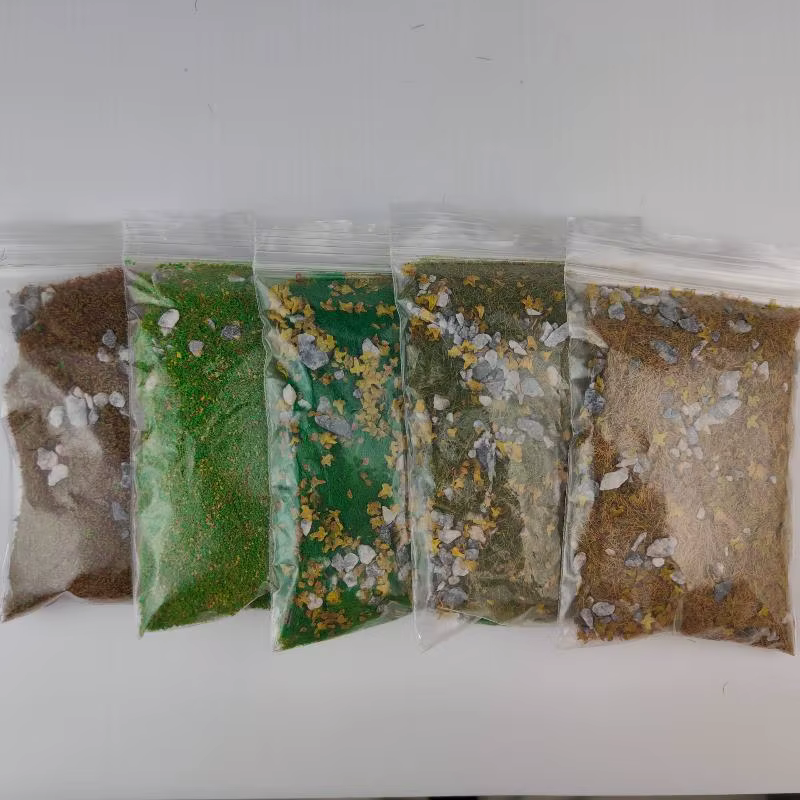 Table de sable de pelouse simulée, 30 g/sac, aménagement paysager Miniature avec végétation de pierre, modèle de bricolage mixte avec poudre d'herbe en pierre
