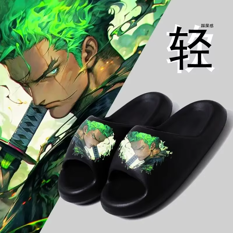 Une pièce Luffy Zoro mignon dessin animé fond souple tongs personnalité élégant et confortable hommes et femmes sandales cadeau de vacances