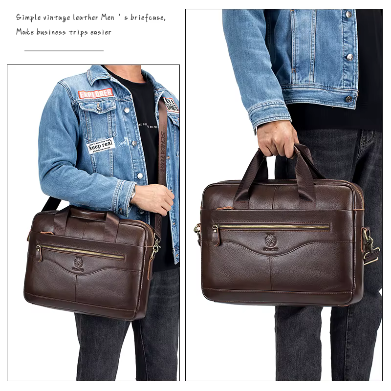Porte-documents de luxe en cuir véritable pour homme