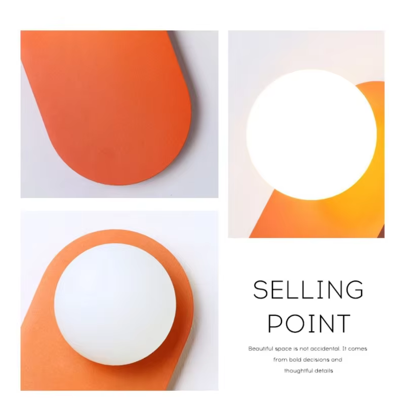 Applique Murale LED en Verre Orange au Design Nordique Minimaliste
