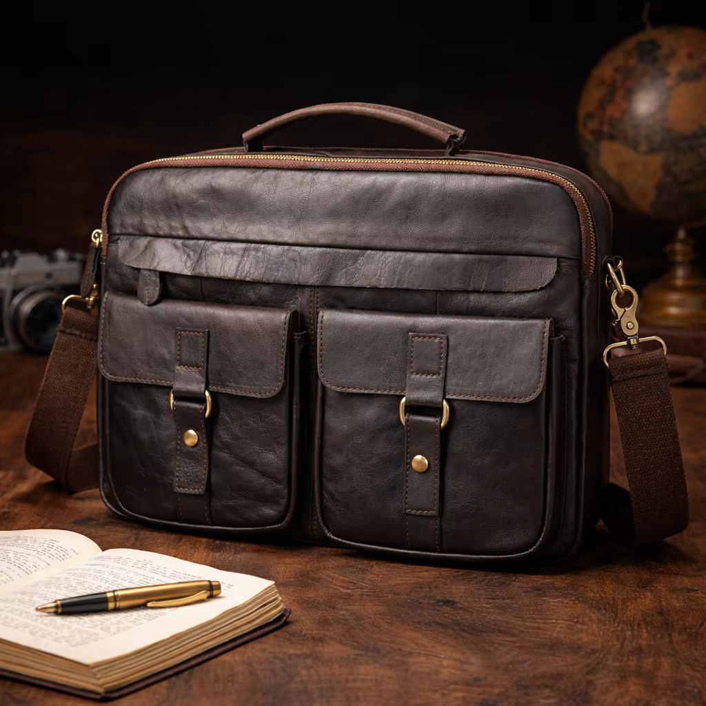 Sac à main en cuir Crazy Horse pour homme