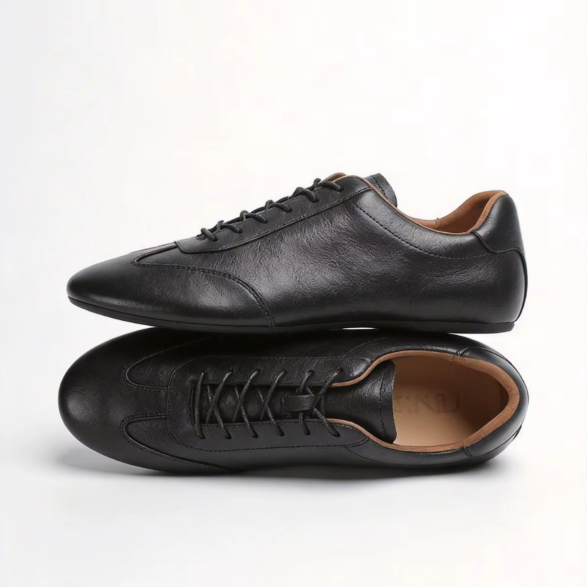CLAIAMI Nouvelles chaussures décontractées pour hommes en cuir de vachette souple de première qualité, chaussures d'entraînement confortables en cuir véritable pour hommes, baskets à lacets en caoutch