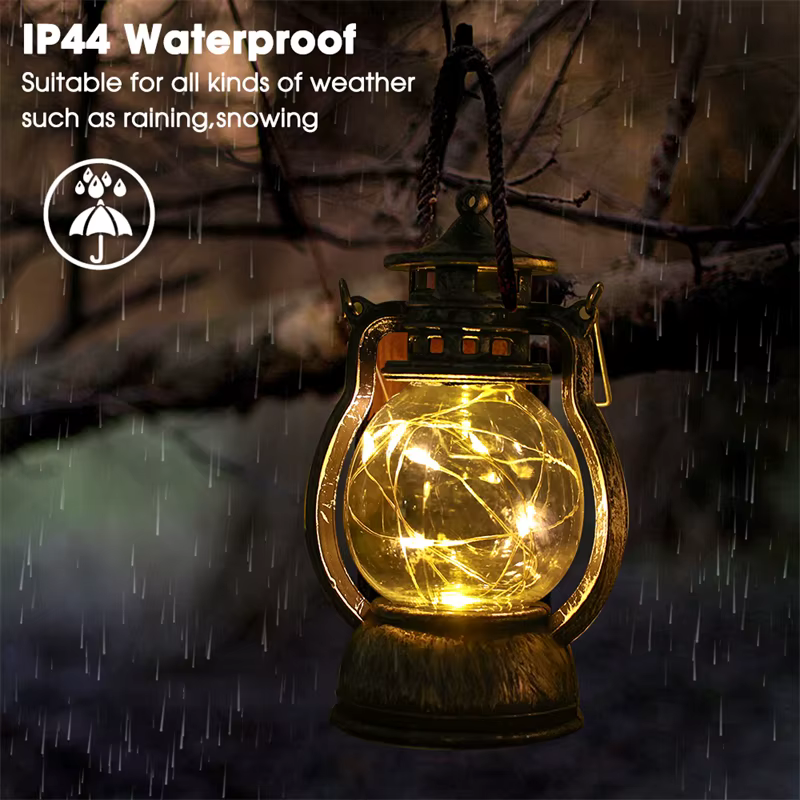 LED rétro lampe Portable Camping en plein air lanterne dynamique flamme lumière alimenté par batterie tente