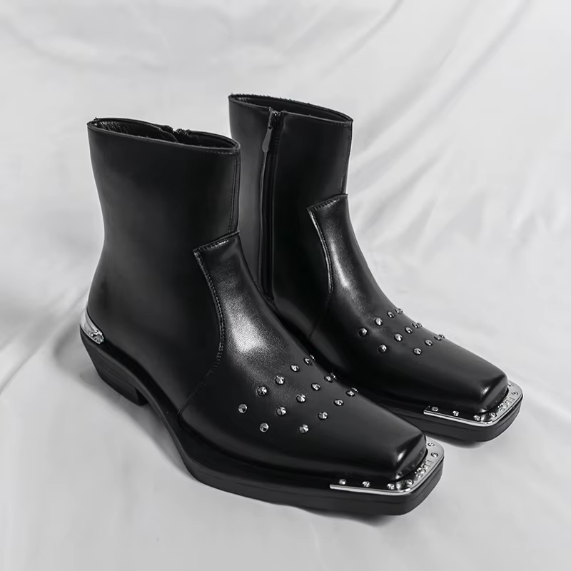 Bottes en cuir à tige haute pour homme