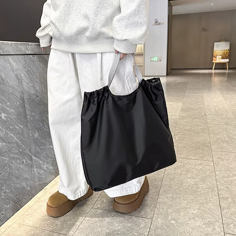 Grand sac de courses réutilisable, Portable en tissu Oxford, étanche, cordon de serrage, pliable, organisateur Simple, sac à main de rangement