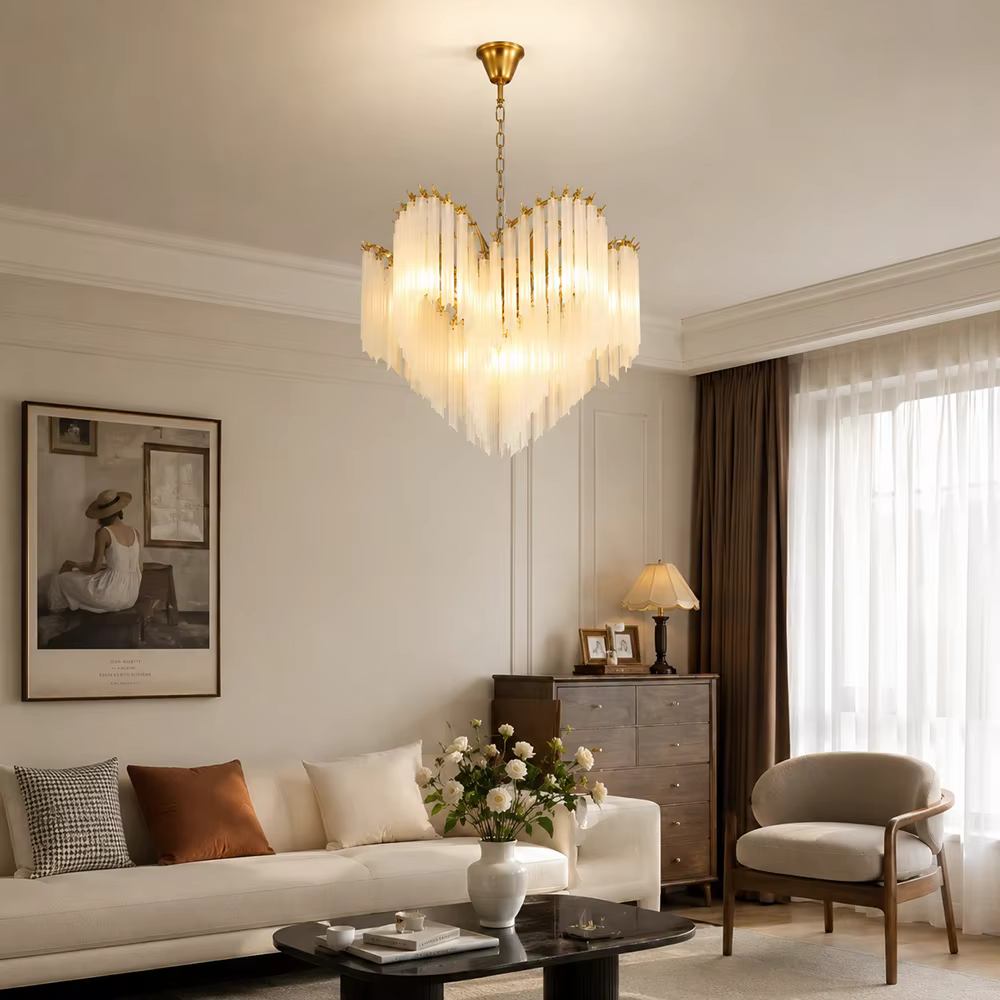 Lustre moderne de luxe en verre blanc pour salle à manger, salon, villa, lampe suspendue en laiton design, luminaire suspendu en verre givré