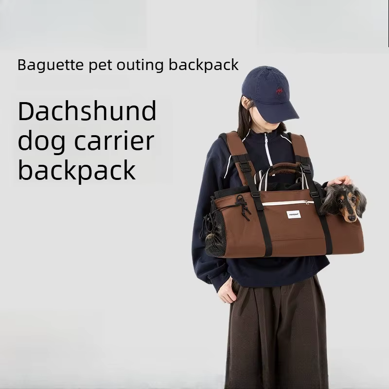 Sac à dos de transport pour chien Teckel extra long 56 cm, avec coussin lombaire et de tête, entrée basse en U, ouverture arrière, poids équilibré, imperméable