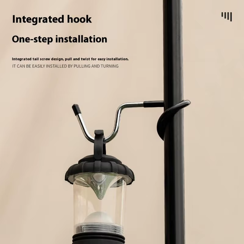 Support de lampe à crochet en acier portable pour la chasse et la pêche ; Outil de suspension de lumière de tente extérieure