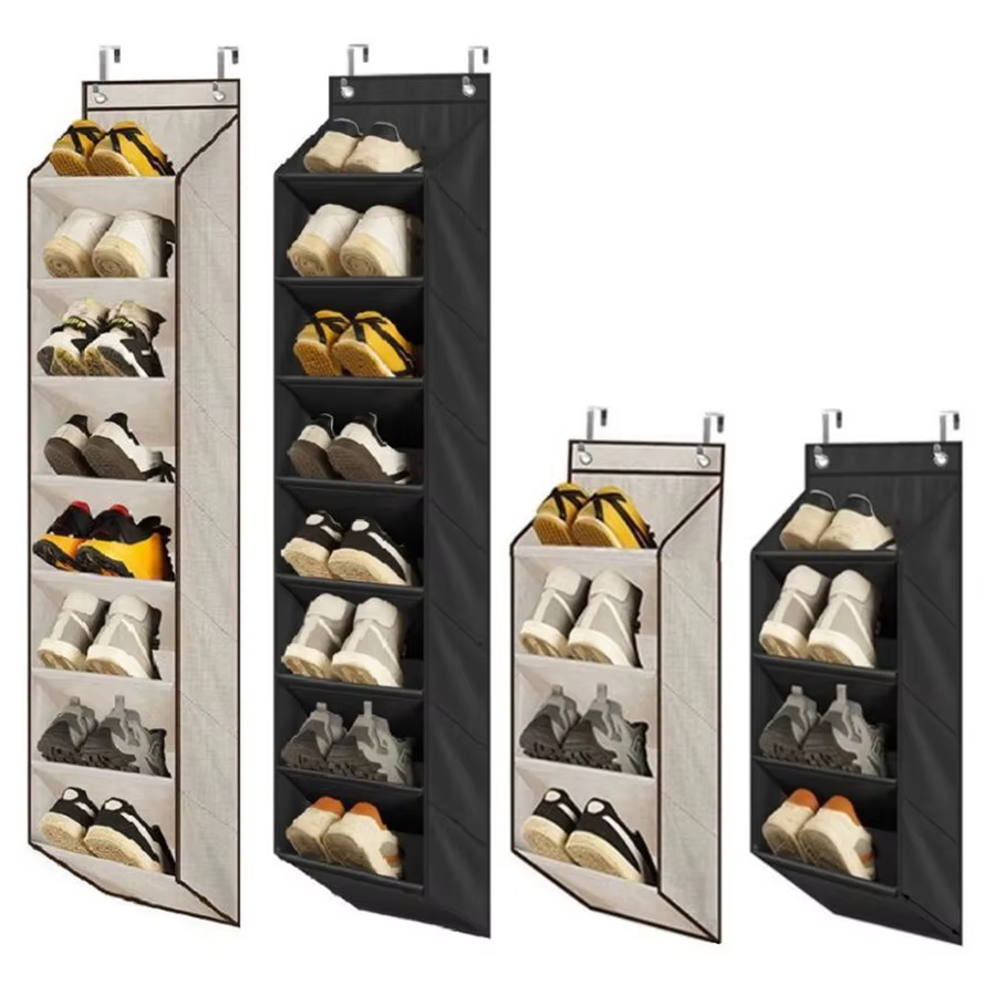 Porte-chaussures suspendu pour porte étroite, modèle compact, 4 ou 8 niveaux, pour dortoir et rangement de chaussures dans les portes étroites