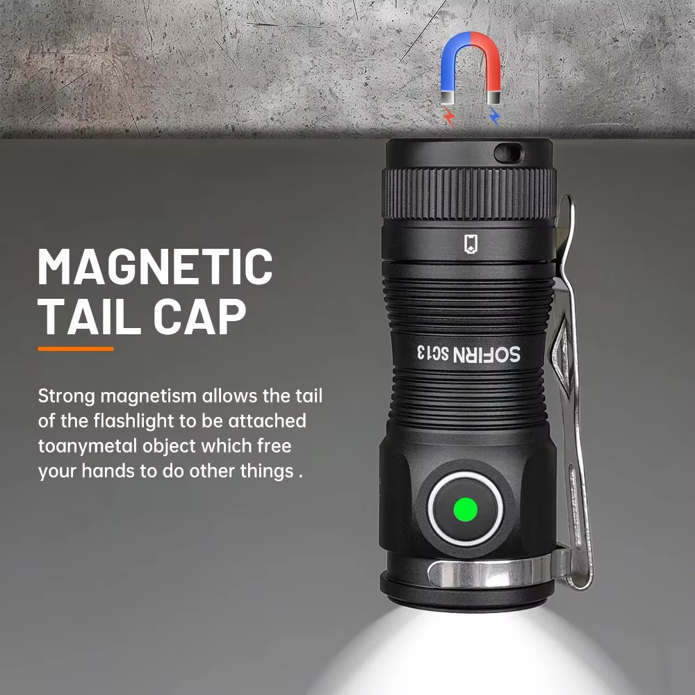 Sofirn Mini SC13 lampe de poche puissante SST40/519A LED 1300lm 18350 lumière LED Rechargeable 95