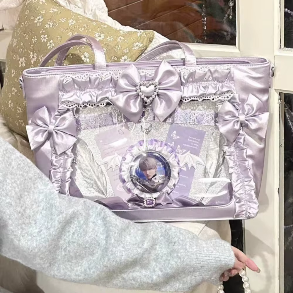 Nouveau sac à bandoulière Ulzzang Ita Bag pour fille, style doux et cool, avec nœud en dentelle et ruban, pour uniforme JK, sac fourre-tout portable Y2K pour exposition de bandes dessinées