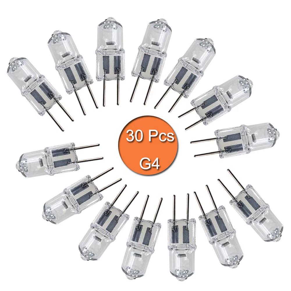 30 ampoules halogènes G4 12v 20w 360 ° Éclairage 3000k Mini lampe décoration de la maison lumière salon lumières économie d'énergie chambre