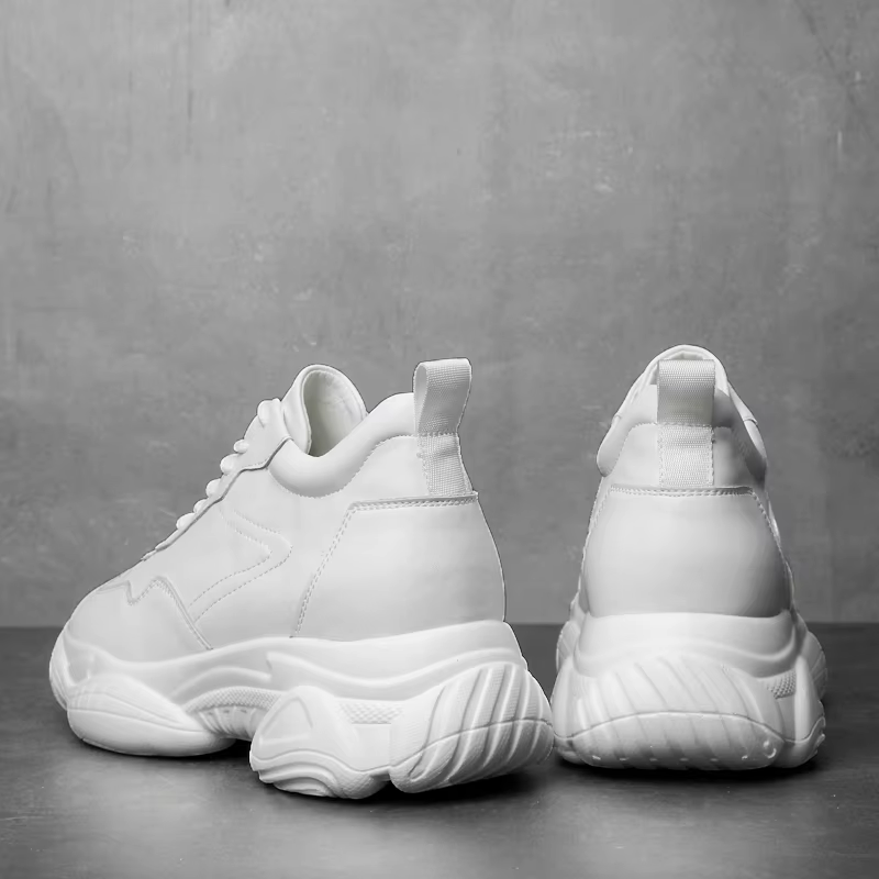 Chaussures rehaussantes pour hommes, semelle intérieure augmentée de 8cm, blanc, noir, grande taille 36-44