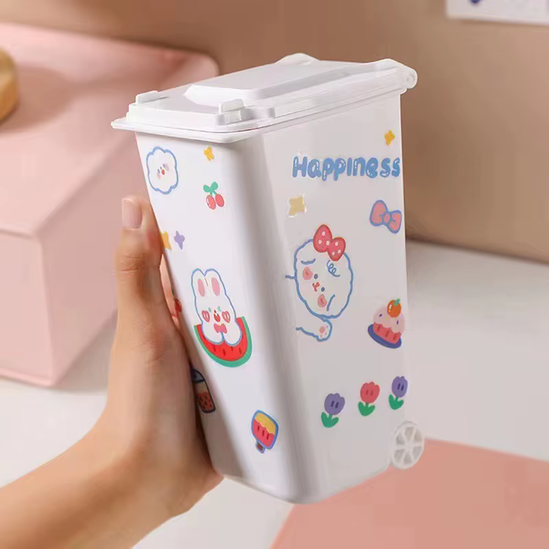Mini poubelle de bureau 4 couleurs, boîte de rangement des déchets, Table basse de salon avec couvercle, petit panier en papier, sac poubelle en plastique