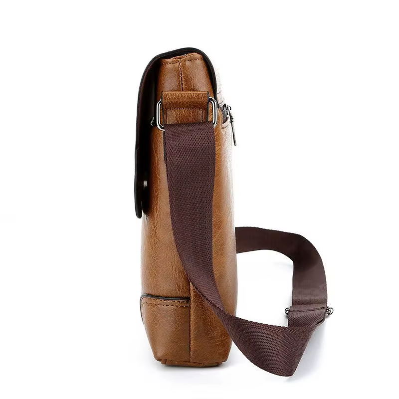 Sac bandoulière pour homme d'affaires, sac de voyage décontracté pour documents, sac à bandoulière vertical en cuir PU grande taille, sac de navetteur