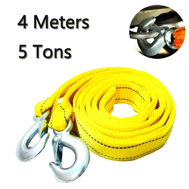 Câble de remorquage de voiture robuste de 3M/4M, 1 pièce, 3 tonnes/5 tonnes, corde de remorque, crochets de sangle de traction, accessoires de récupération de route de Van