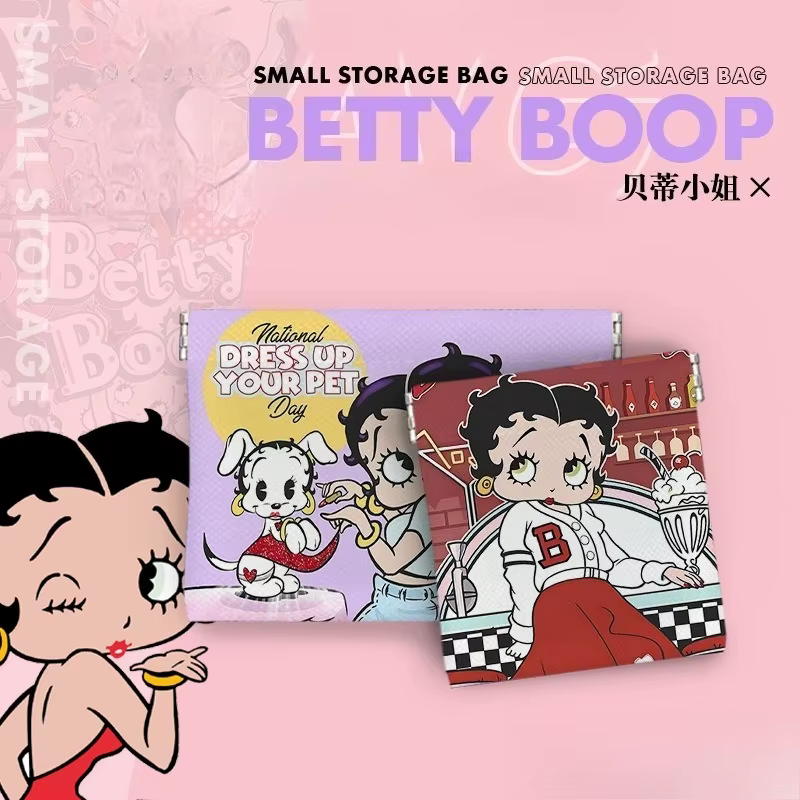 Sac de rangement Betty Boop créatif et élégant avec des imprimés de dessins animés, mignon et féminin, sac de rangement portable de grande capacité pour câbles