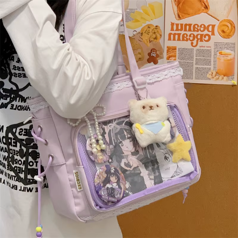 Nouveau sac bandoulière Ulzzang Ita Bag pour femme, style uniforme JK et preppy, avec badges DIY, pour exposition de bandes dessinées