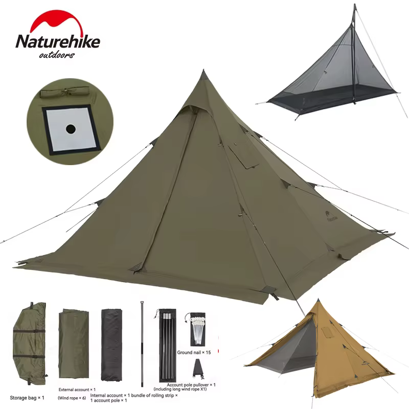 Naturehike – tente pyramide de feu Ranch avec cheminée