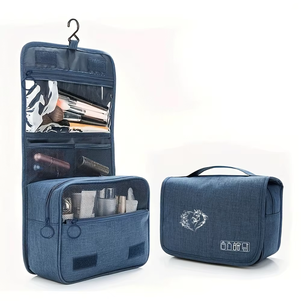 Trousse de Maquillage Portable Unisexe à Motif Cheval, Grande Capacité, Organisateur Cosmétique, Pochette de Toilette Suspendable pour Femmes et Hommes, pour Articles de Toilette, Rasage et Maquillage