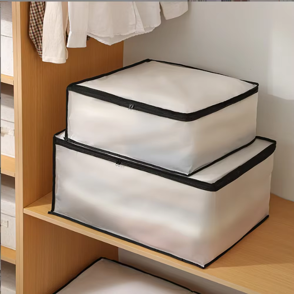 Sac de rangement semi-transparent en PEVA pour couettes et vêtements