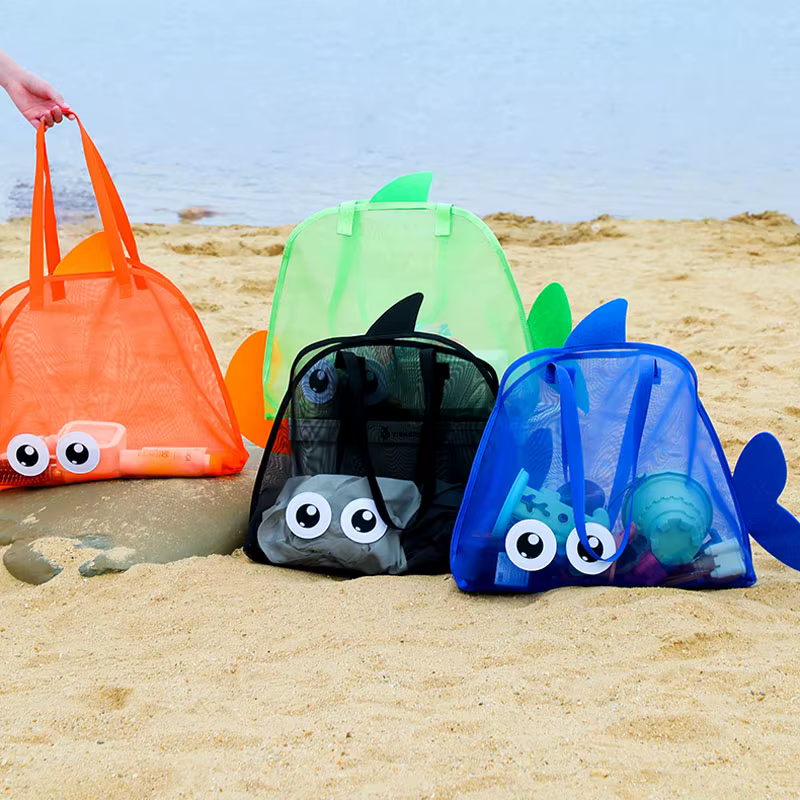 Nouveau sac de plage d'été pour enfants, sac de rangement pour jouets de dessin animé, sac de rangement pour maillots de bain, trousse de toilette portable à grands yeux