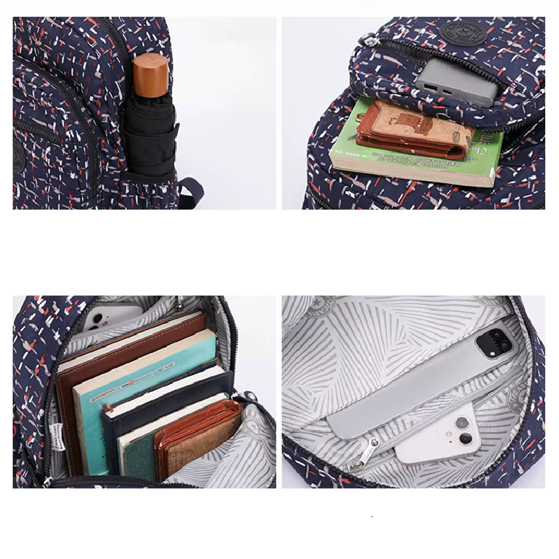 TEGAOTE noir bleu violet Nylon fleur motif mode décontracté A4 fille garçon femmes hommes école sac à dos léger sac de voyage M1318