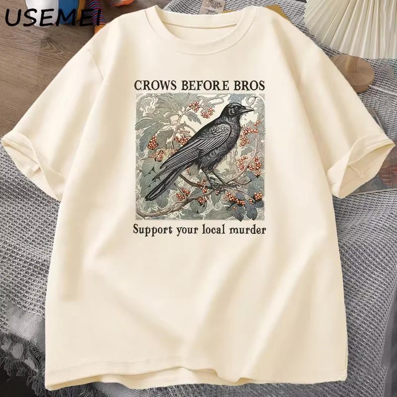 Funny corbeaux avant Bros rétro T-shirt femmes hommes Halloween T-shirt décontracté coton col rond manches courtes T-shirt foncé académique vêtements