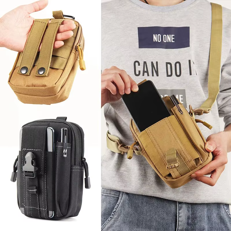 Sac de ceinture pour hommes, sac de taille d'extérieur, camouflage étanche, accessoires de sport et de chasse, sac de rangement pour téléphone portable en nylon Molle
