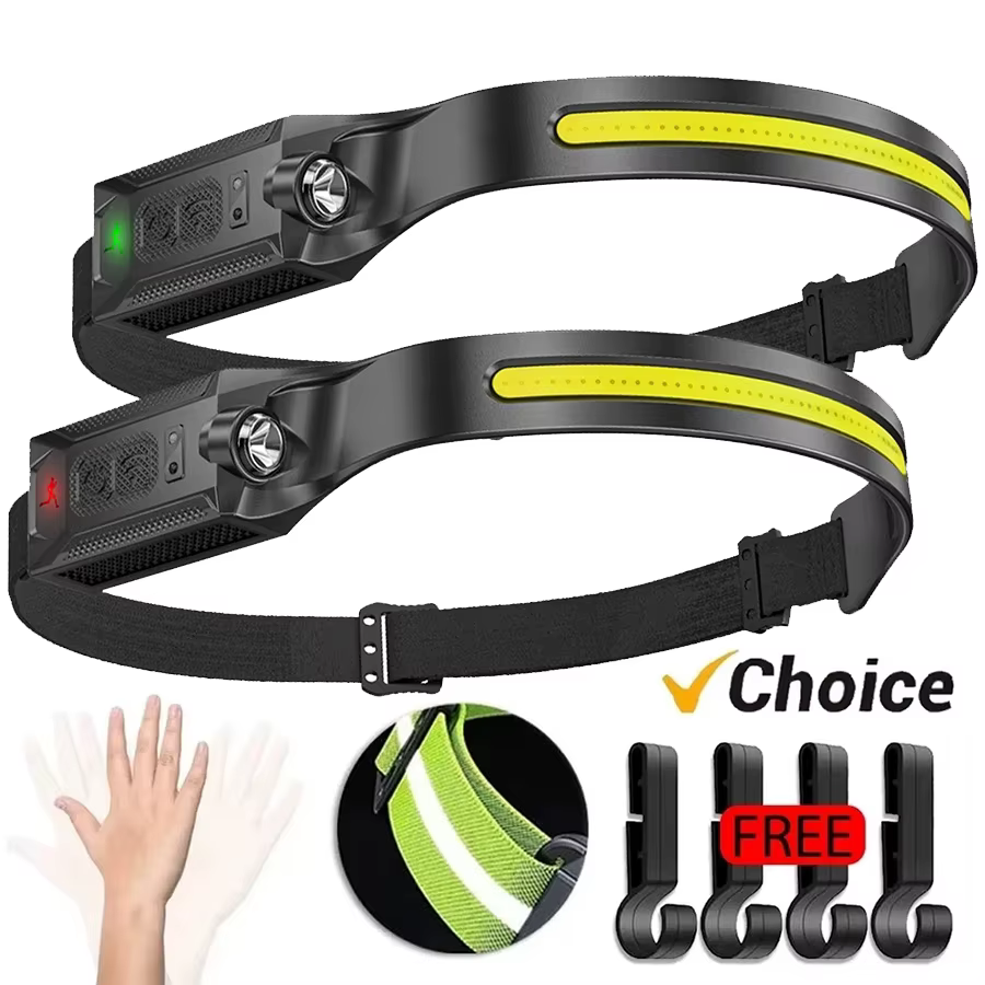 Lampe frontale LED rechargeable à 3 modes d'éclairage