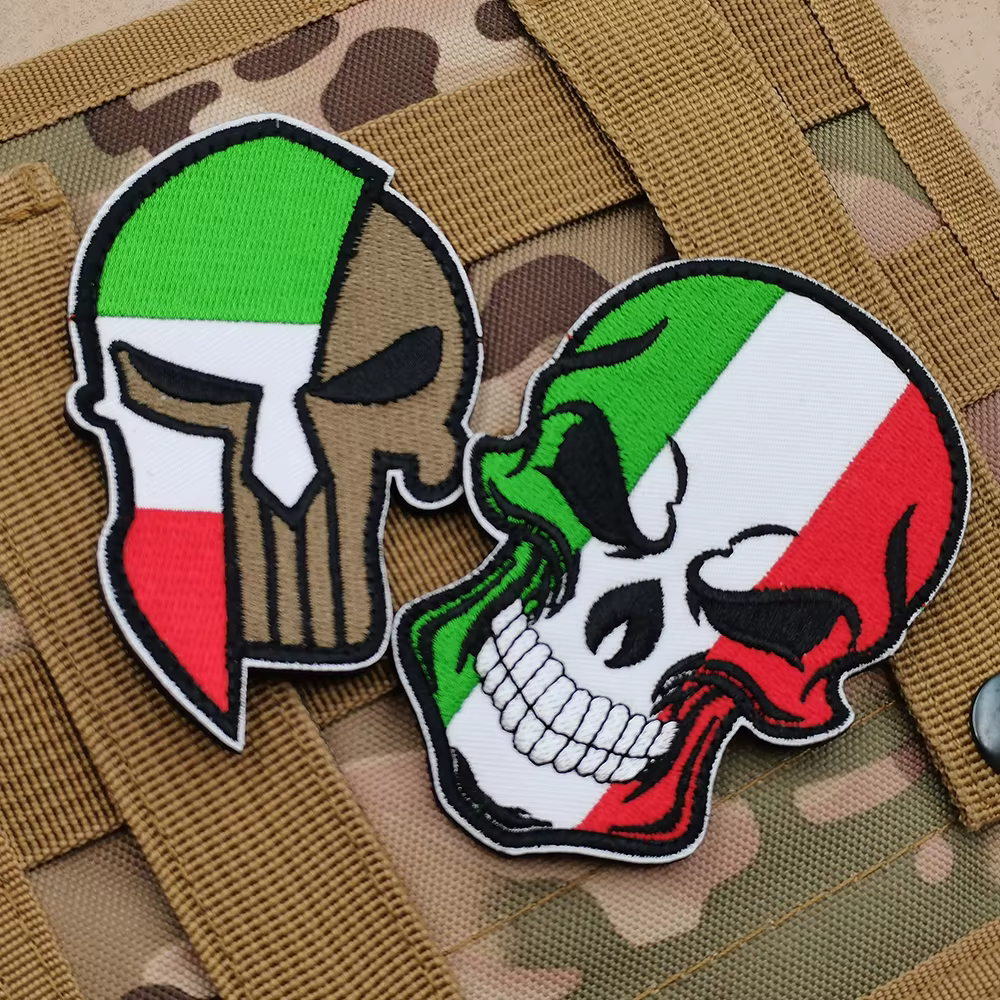 Patchs réfléchissants tactiques IR drapeau italien, autocollants appliqués brodés d'italie sur vêtements avec crochet et boucle