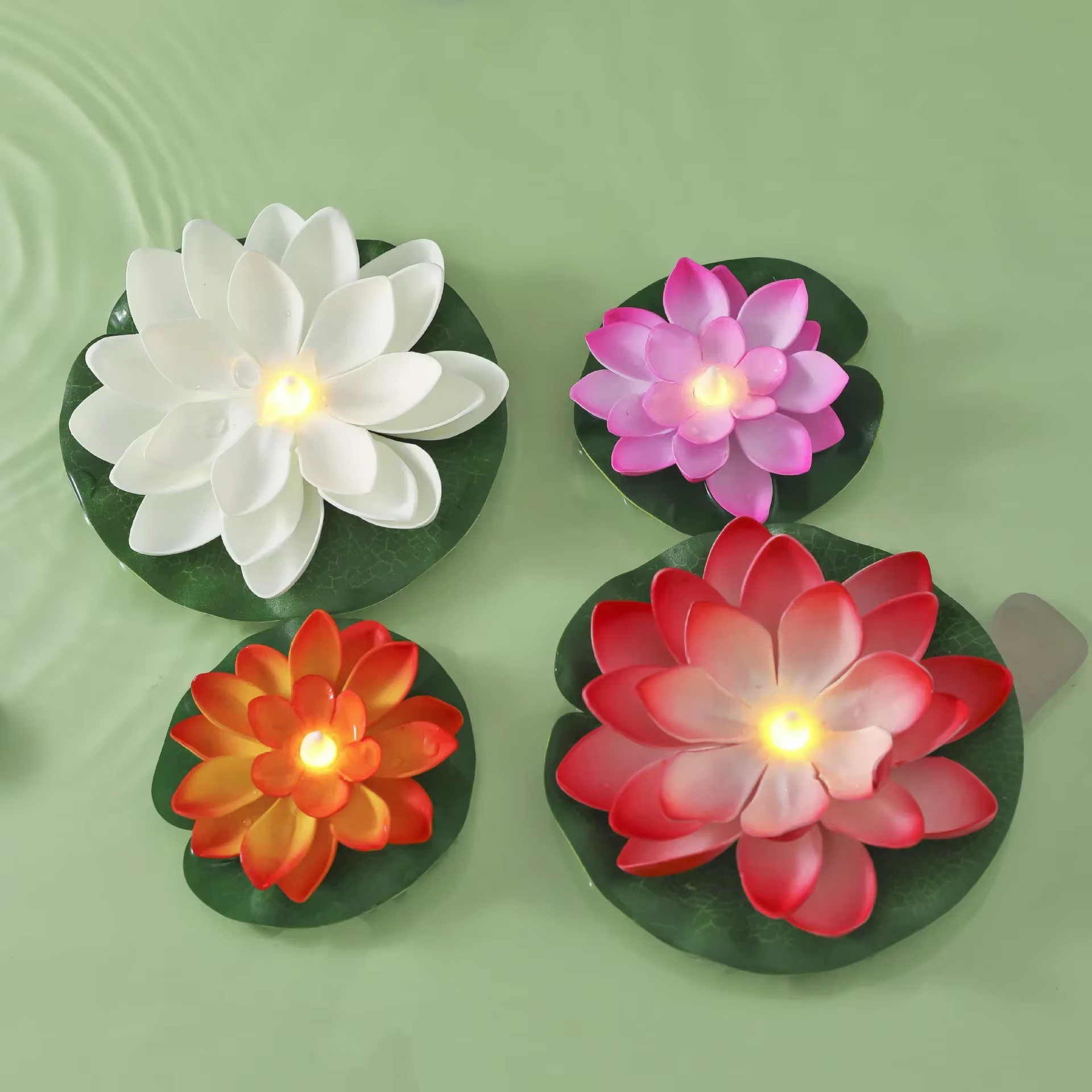 6 pièces LED multicolore Lotus capteur lampe de nuit flottant éclat d'eau fleur lampes jardin aquarium décor festif souhaitant Lotus lumière