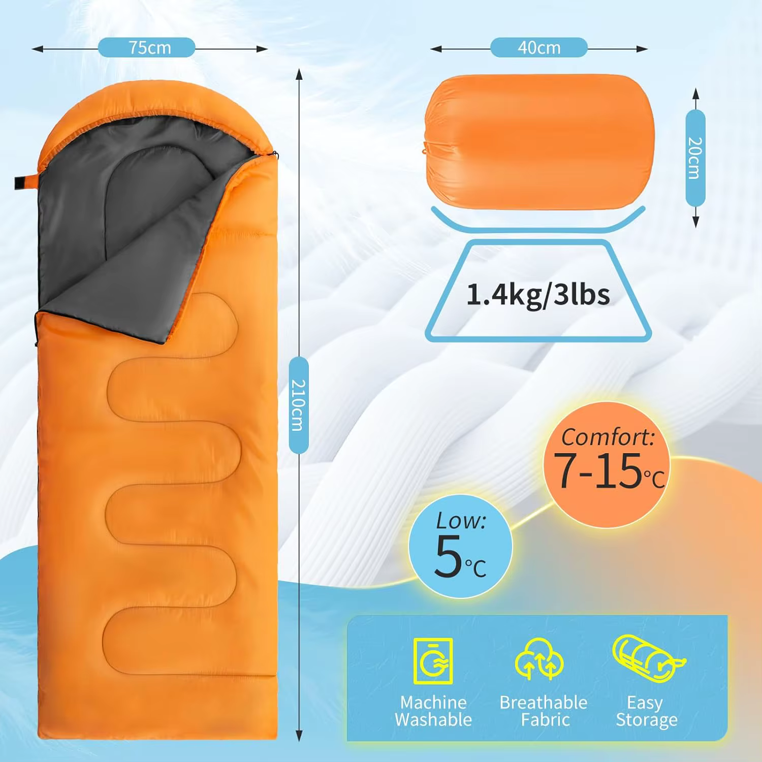Sac de couchage de camping ultraléger 4 saisons