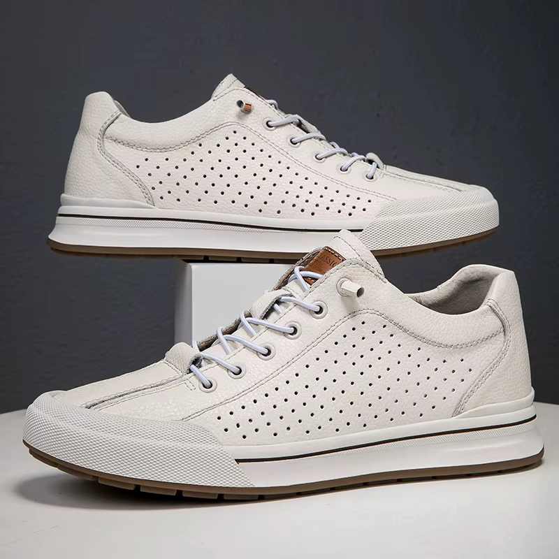 Chaussures de marche en cuir véritable de Style britannique, chaussures d'extérieur avec ascenseur, semelles intérieures pour augmenter la hauteur, chaussures vulcanisées à lacets