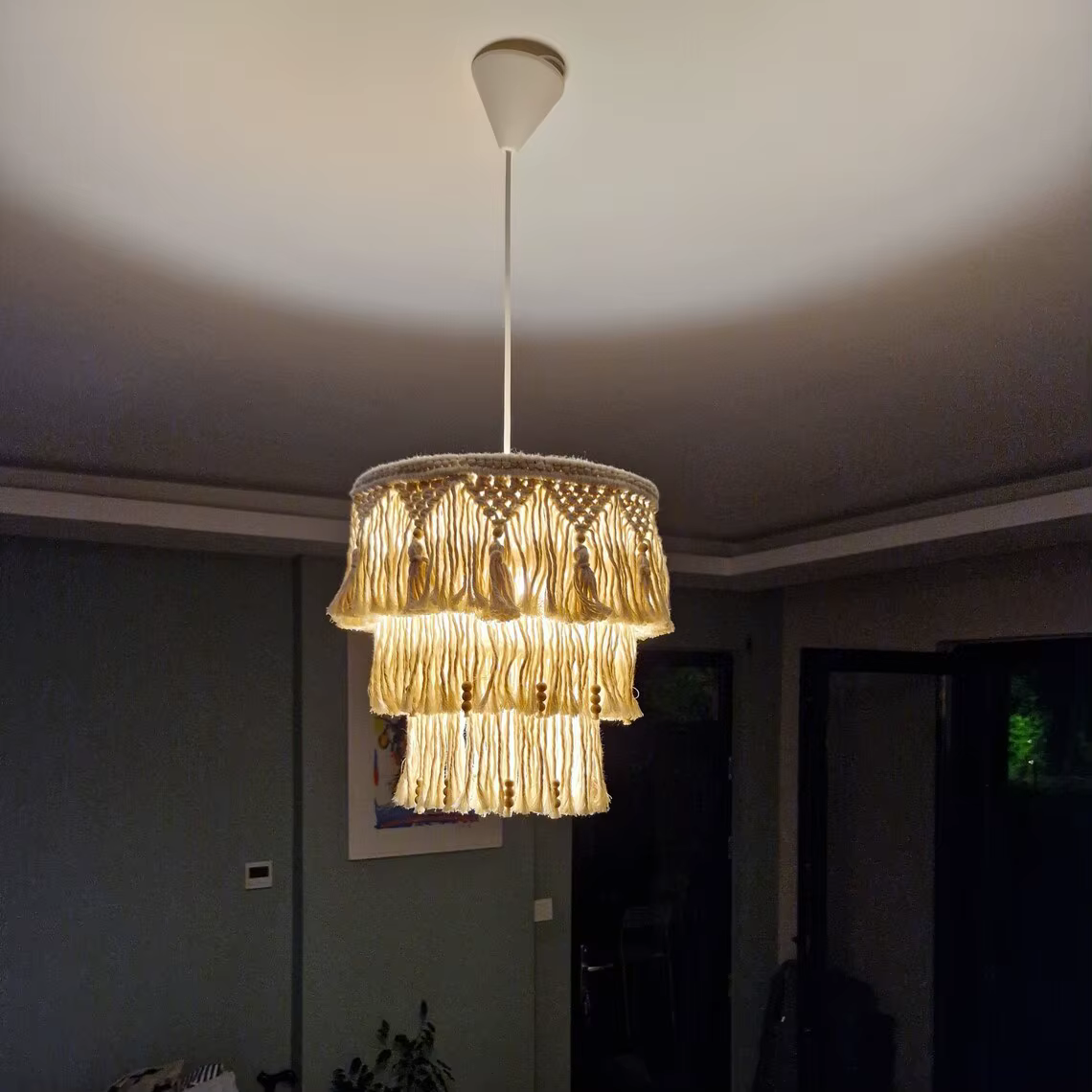 Lustre en macramé fait main