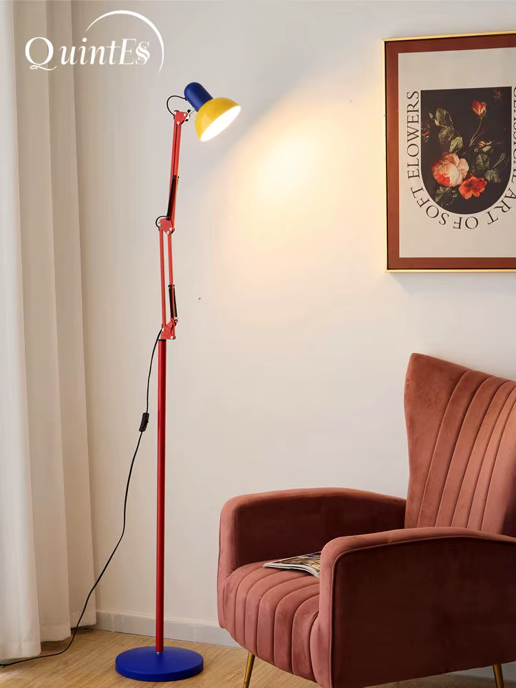 Lampe de sol LED moderne en métal E27, lumière tricolore pour salon, chambre à coucher, décoration intérieure créative, lampe de sol télescopique