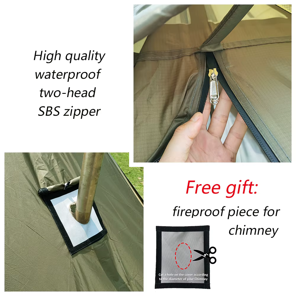 2 personnes hiver pyramide tente chaude ignifuge grande Camping en plein air